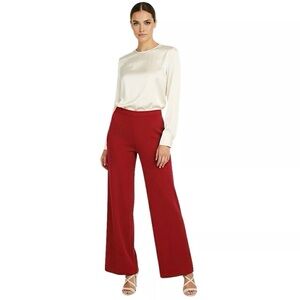 St. John Santana Wide Leg Knit Pull On Pants in Red size 8